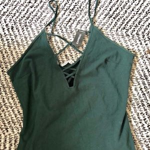 Lace up green top - express